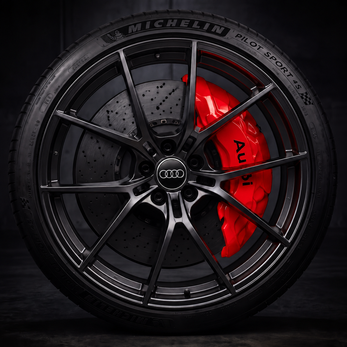 Audi caliper covers fitted over the factory calipers
