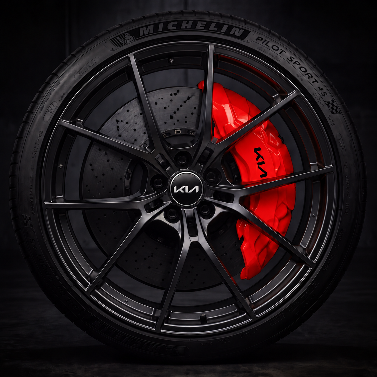 Kia caliper covers fitted over the factory calipers