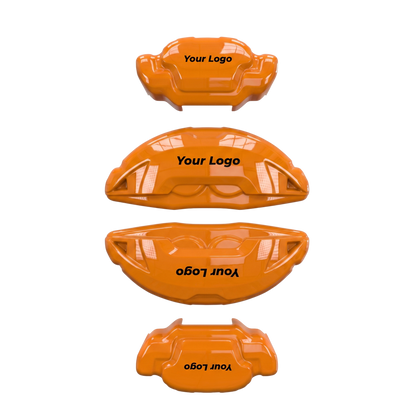 Orange caliper covers — close-up of the finish