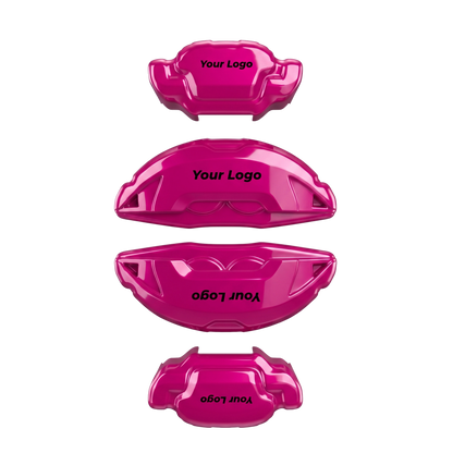 Pink caliper covers — close-up of the finish
