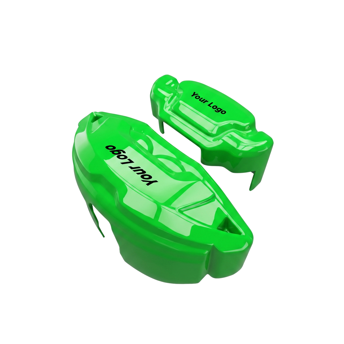 Green caliper covers seen through the wheel spokes