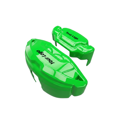 Green caliper covers seen through the wheel spokes