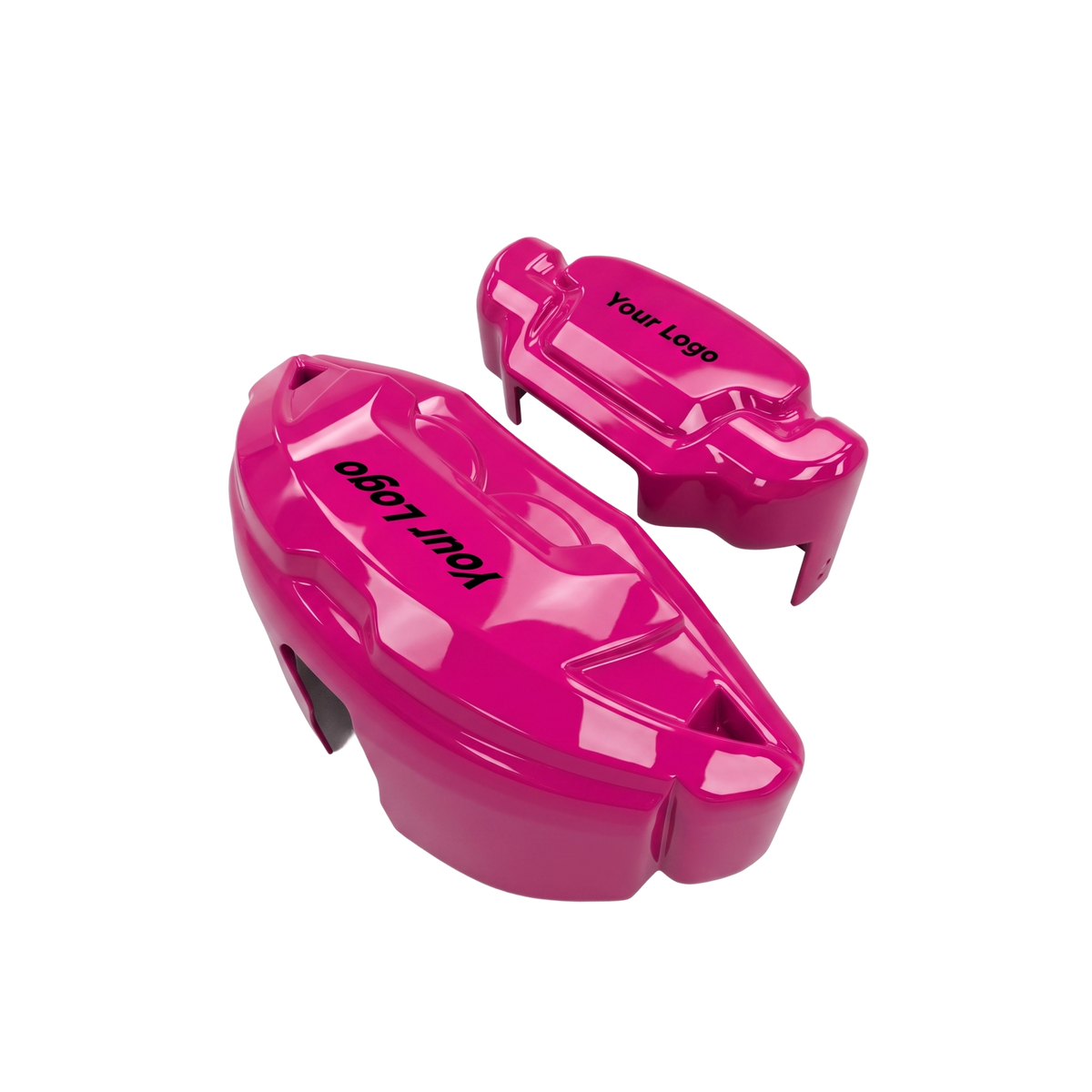 Pink caliper covers seen through the wheel spokes