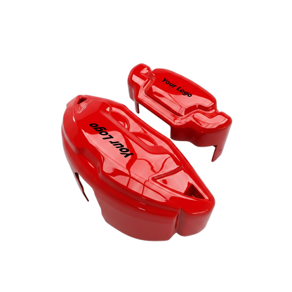 Red caliper covers seen through the wheel spokes