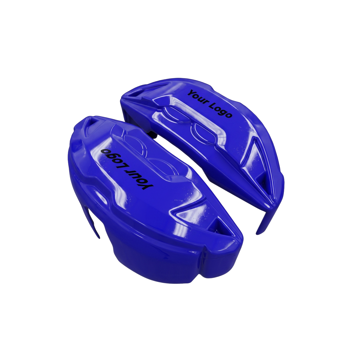 Blue brake caliper covers — side angle