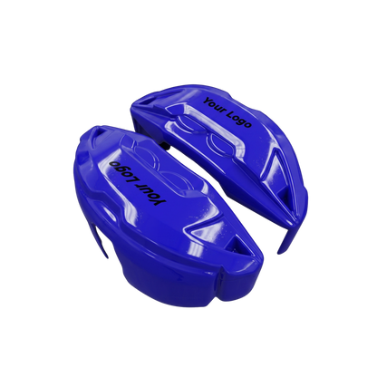 Blue brake caliper covers — side angle