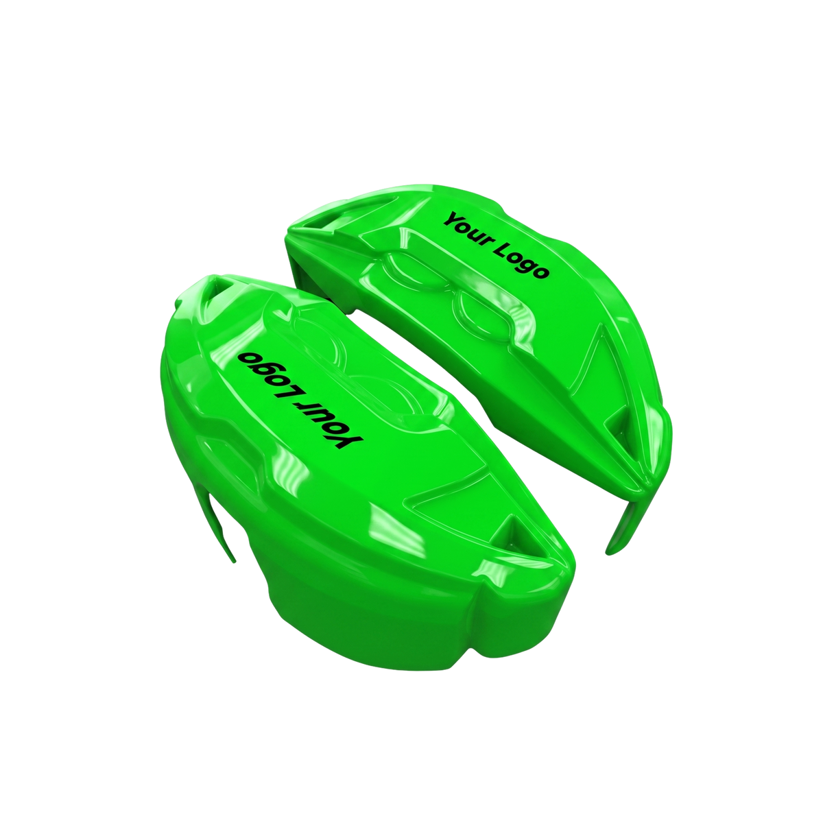 Green brake caliper covers — side angle