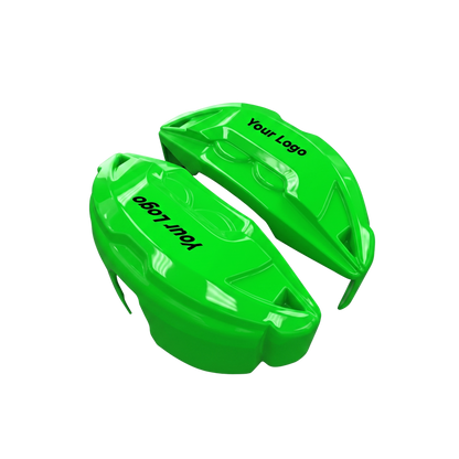 Green brake caliper covers — side angle