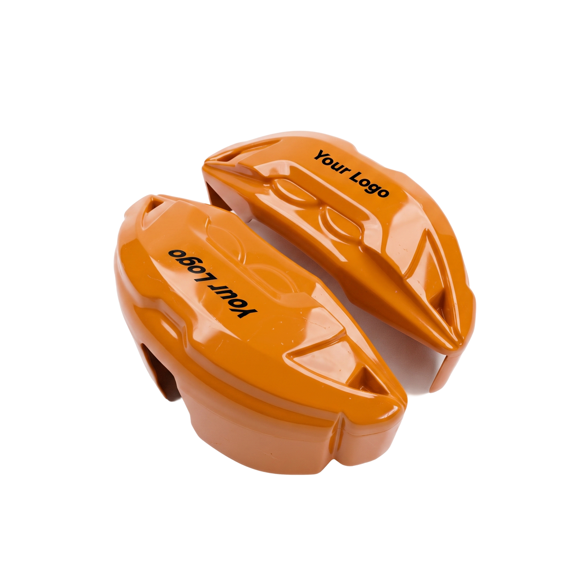 Orange brake caliper covers — side angle
