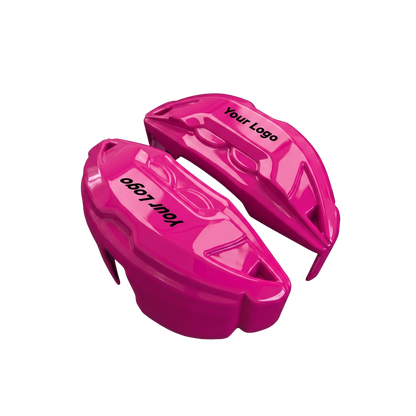 Pink brake caliper covers — side angle