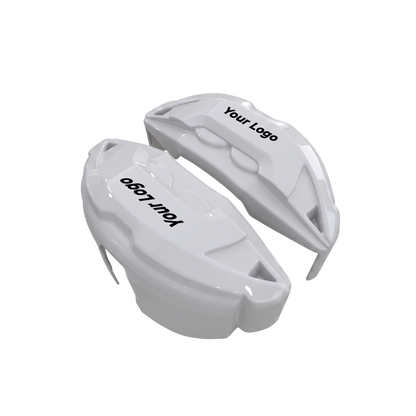 White brake caliper covers — side angle