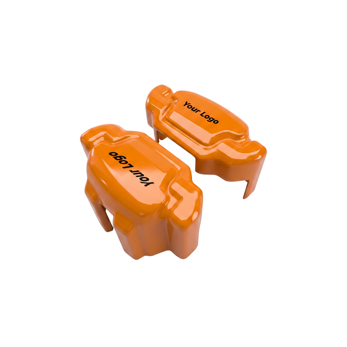 Orange caliper covers — detail of the fit over the factory caliper