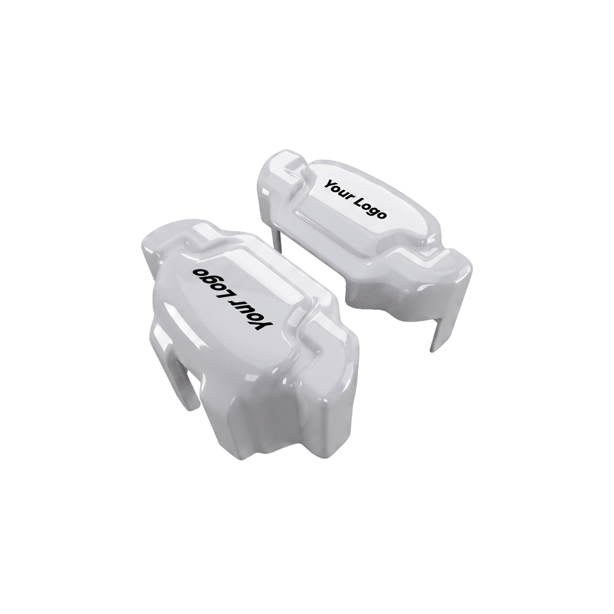White caliper covers — detail of the fit over the factory caliper