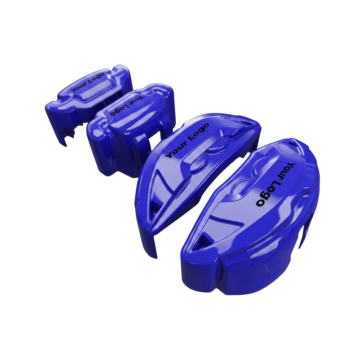 Blue brake caliper covers installed on the front wheel