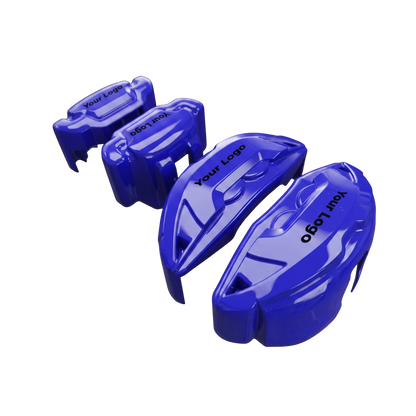 Blue brake caliper covers installed on the front wheel