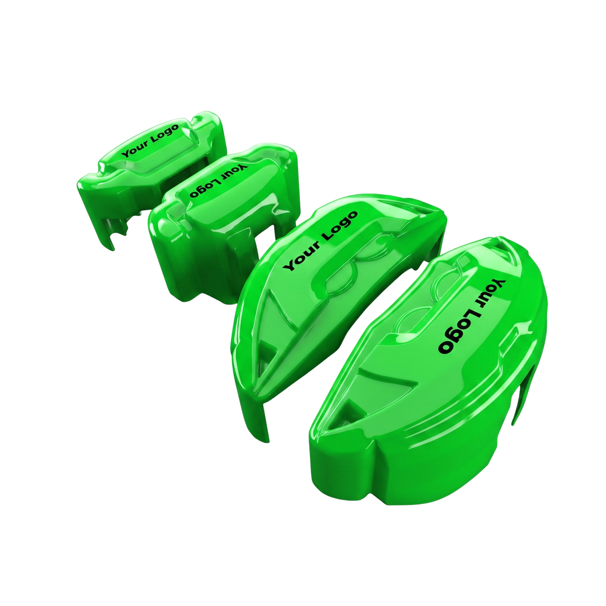 Green brake caliper covers installed on the front wheel
