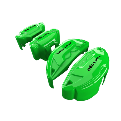 Green brake caliper covers installed on the front wheel