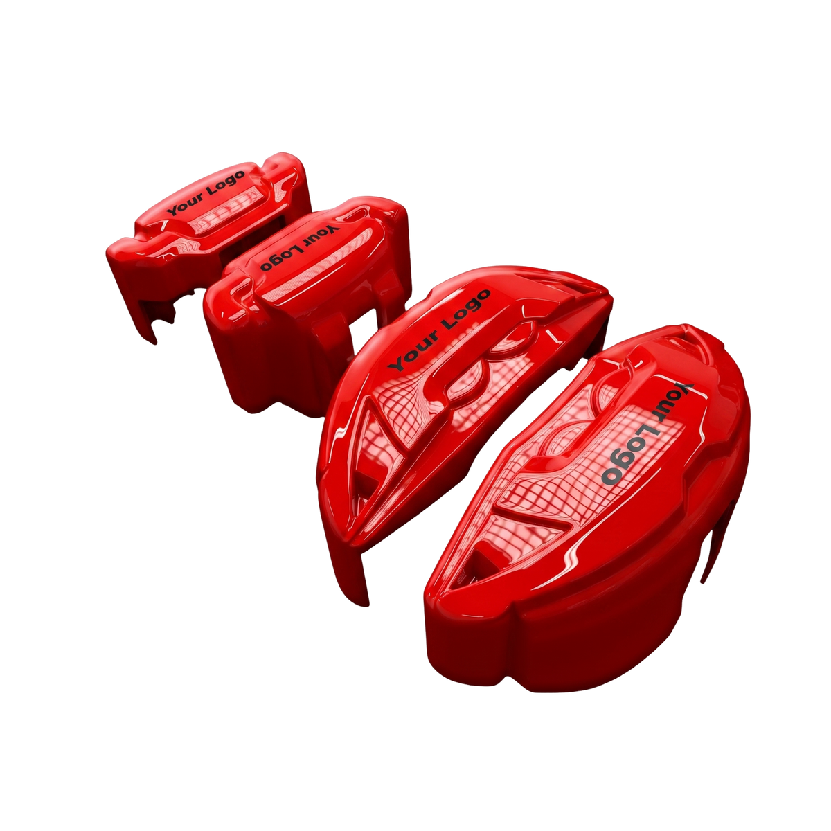 Red brake caliper covers installed on the front wheel