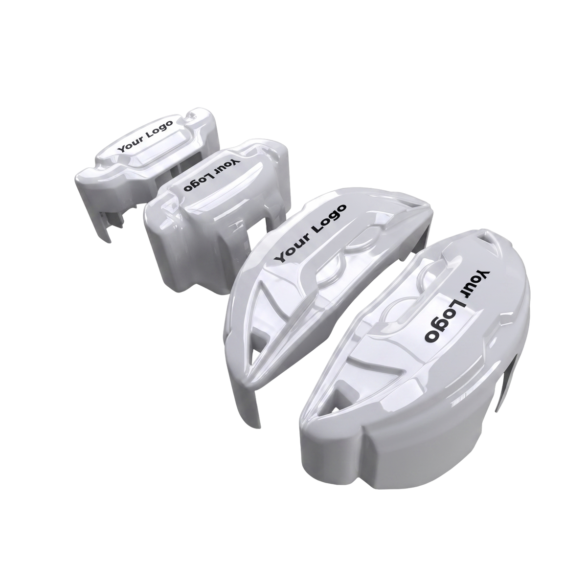 White brake caliper covers installed on the front wheel