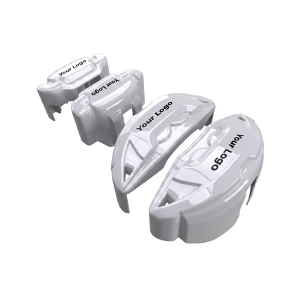 White brake caliper covers installed on the front wheel